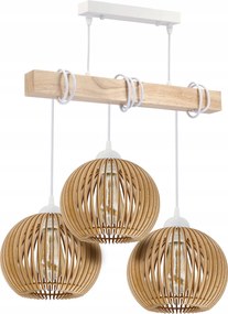 Mennyezeti Lámpa Függő Led Fehér Fa 3x E27 Csillár Gömb Sűrű Luca