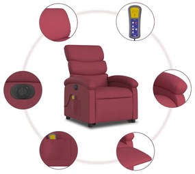bordó szövet dönthető elektromos álló masszázsfotel