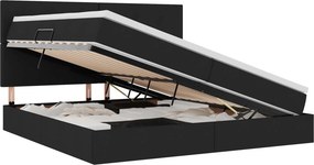 vidaXL Ágy tárolóval és matraccal Fekete 200 x 200 cm Poliészter