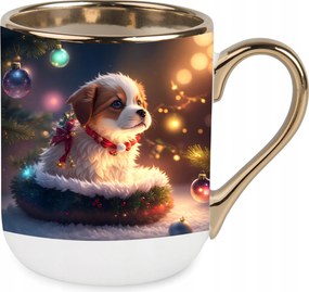 Bögre Arany Elegáns Gyönyörű Karácsonyi Ajándék Kutyus Kutya Csomagolás