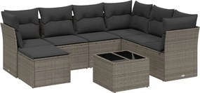vidaXL 8 részes világosszürke polyrattan kerti ülőgarnitúra párnával