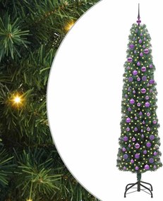vidaXL Mű karácsonyfa 300 LED-del Zöld 210 cm PVC, acél és műanyag