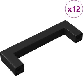 vidaXL Bútor Fogantyú 12 pcs Fekete 110 x 12 x 36 mm Vas