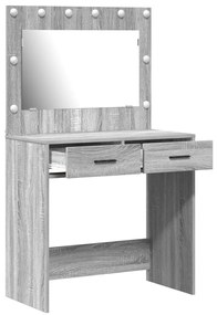 Öltözködőasztal LED fényekkel Szürke Sonoma 78,5x41x135 cm