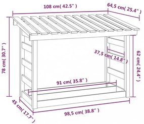 vidaXL tömör fenyőfa tűzifatartó állvány 108x64,5x78 cm