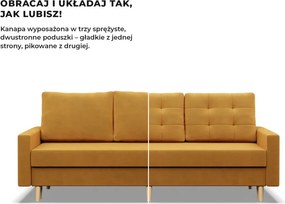 Etna kanapéágy, bársony, bonell töltet, sárga