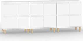 vidaXL 3 db fehér szerelt fa tálalószekrény 60 x 35 x 70 cm