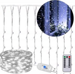 Fényfüggöny 300 LED-es lámpával, távirányítóval, 3x3 méteres, függönyhöz, fehér