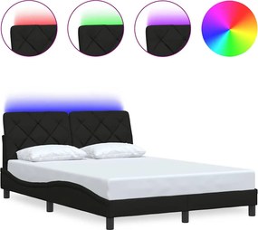 vidaXL fekete szövet ágykeret LED-ekkel matrac nélkül 120x200 cm