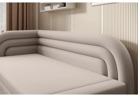 Bézs bársony kinyitható-tárolóhelyes kanapé bal oldali 223 cm Fabillo – ELTAP