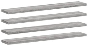 4 db szürke sonoma színű szerelt fa fali polc 60 x 10 x 1,5 cm