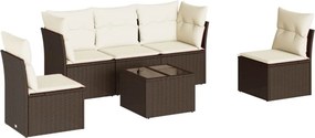 vidaXL 6 részes barna polyrattan kerti ülőgarnitúra párnával