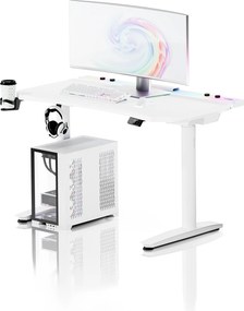 Elektromos RGB gamingasztal tartókkal, fehér, 120 cm: Diablo X-Forge 1200