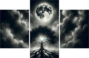Kép – Fekete-fehér fa teliholdban (90x60 cm)