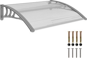 Outsunny Ezüst Színű Íves Ajtó Napellenző 100 x 75 cm Alumínium és Polikarbonát Anyagból UV Védelemmel, Erkélyre, Napernyőként, Esővédőként | Aosom