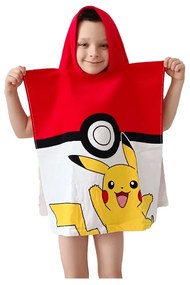 Pokémon Pokéball és Pikachu gyermek poncsó, 50 x 115 cm