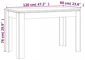 füstös tölgy színű szerelt fa étkezőasztal 120 x 60 x 76 cm