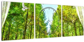 Kép - Kilátás az erdőre (órával) (90x30 cm)