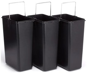 Matt ezüstszínű acél szelektív pedálos szemetes 3x8 l Tri Selectif – MSV