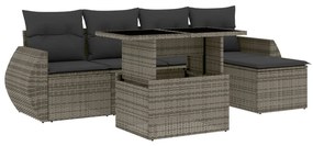 6 részes szürke polyrattan kerti ülőgarnitúra párnákkal
