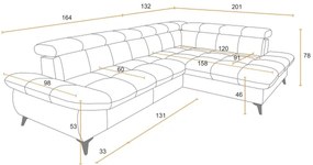 Kinyitható sarokkanapé MARANO jobb oldali, szürke