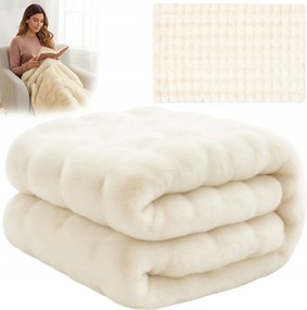 Takaró 160x100 cm Fehér szőrme plüss puha ágytakaró Ajándék Meleg