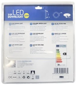 Aigostar - LED Beépíthető lámpa ULTRATHIN LED/20W/230V 3000K matt króm