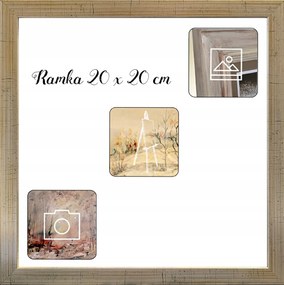 Kész képkeret, állítható vagy akasztható, 20x20 cm, fa, ezüst, pezsgőszín