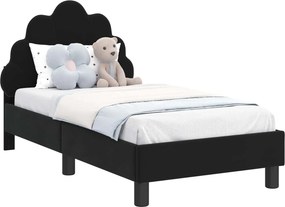 vidaXL Gyerekágy keret fejtámlával Fekete 70 x 140 cm Bársony