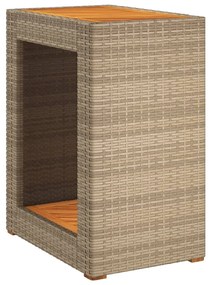 vidaXL bézs polyrattan kerti kisasztal fa asztallappal 60x40x75 cm