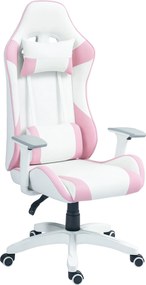 HOMCOM Dönthető Játékos Szék Forgatható Gamer Szék Professzionális Játékos Fotel Deréktámaszos 3D Karfákkal Levehető Fejtámlával és Állítható Magasság