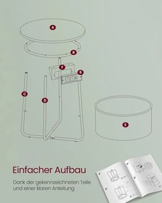 Kerek dohányzóasztal usb töltő porttal, kis asztal aljzattal, erdőzöld és krémfehér