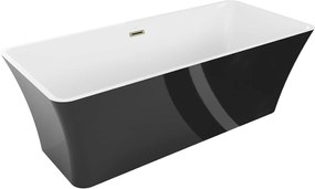 Luxury Tonia szabadon álló fürdökád akril  170 x 75 cm, fehér/fekete,  leeresztö arany - 52171707575-G Térben álló kád