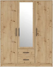 Smart SRL2 ruhásszekrény háromajtós, tükrös - artisan-tölgy