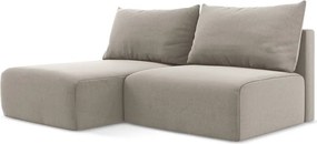 Szürkésbarna bársony kinyitható-tárolóhelyes sarokkanapé (bal oldali-heverő résszel) Kalena – Makamii