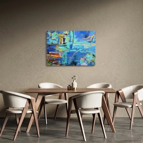 Üveg kép - Absztrakt olajfestmény (70x50 cm)