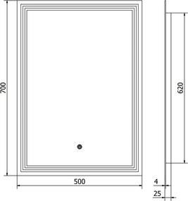 Mexen Taco LED világítású fürdőszobai tükör, 50 x 70 cm, LED 6000K, páramentes - 9805-050-070-611-00