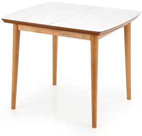 Asztal Houston 795Fehér, Lefkas tölgy, 75x80x90cm, Hosszabbíthatóság, Közepes sűrűségű farostlemez, Fa