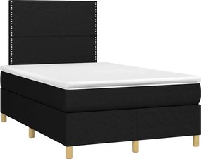 vidaXL fekete szövet rugós ágy matraccal 120 x 190 cm