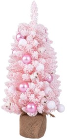 Havas műfenyő gömbökkel 90cm rózsaszín