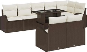vidaXL Kerti Kanapé Szett tárolóval 9 pcs Barna és Krém polirattan