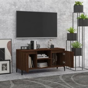 barna tölgyszínű TV-szekrény fémlábakkal 103,5 x 35 x 50 cm