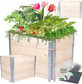 Lépcsőzetes ágyás állítható magasított zöldséges virágtartó 60x60x80