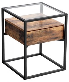 Oldalsó asztal / éjjeliszekrény fiókkal - Vasagle Loft