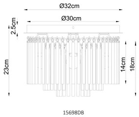 Globo 15698DB - GORLEY mennyezeti lámpa, 5x E14/40W/230V, átmérő 32 cm