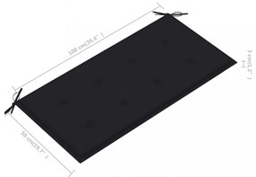 tömör tíkfa kerti pad fekete párnával 112 cm