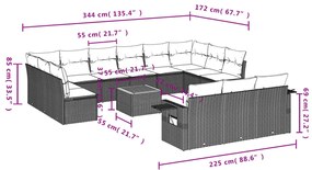 14 részes vegyes bézs polyrattan kerti ülőgarnitúra párnával