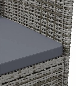 vidaXL 3 részes szürke polyrattan kültéri étkezőszett párnákkal