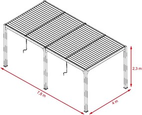 Alumínium bioklimatikus pergola lamellákkal 7.8 x 4 M