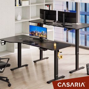 Állítható magasságú irodai íróasztal fekete 160x75x73-118 cm